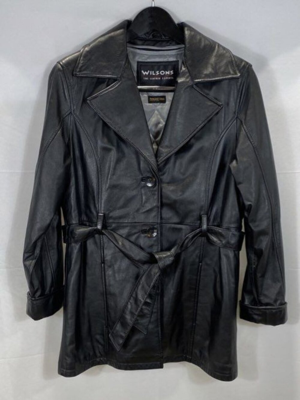 Vintage Wilsons Black Leather Jacket/Coat Size Medium Office Daily Wear Spring